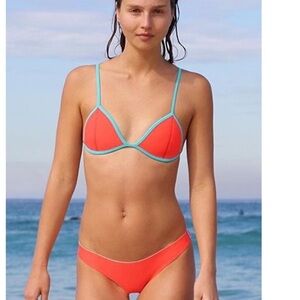 Auqua reversible neoprene bikini blue orange XS